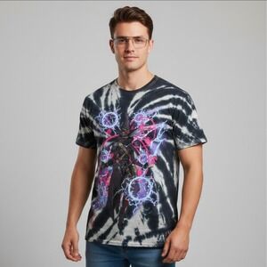 Jak Wizard Tie Dye Graphic T-Shirt Medium Black White Fantasy Spell Tee Spencers